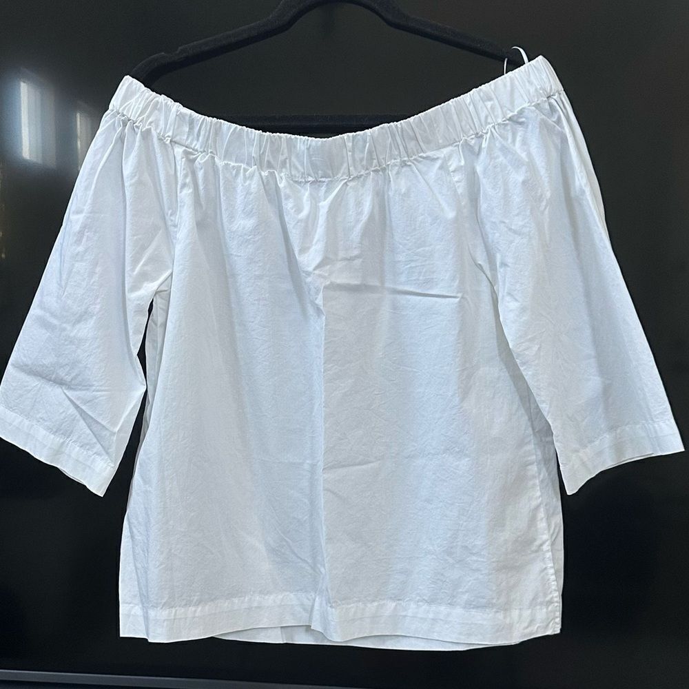 Madewell White Off shoulder Top Blouse 100% Cotton, Size M